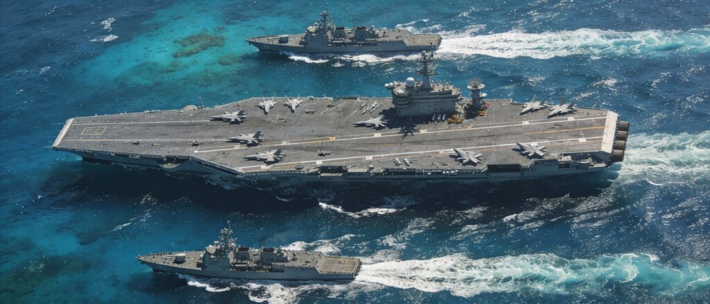 grupo de ataque de portaaviones estadounidense en el mar caribe