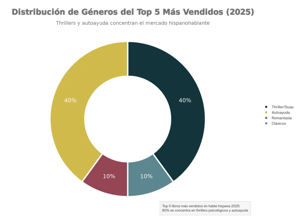 Los 5 libros más vendidos de 2025: Radiografía de una sociedad en crisis distribución de géneros literarios venta
