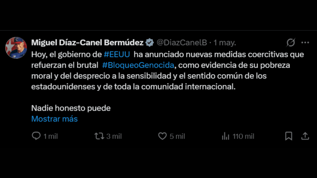 Diaz-Canel reacciona a las sanciones de Estados Unidos