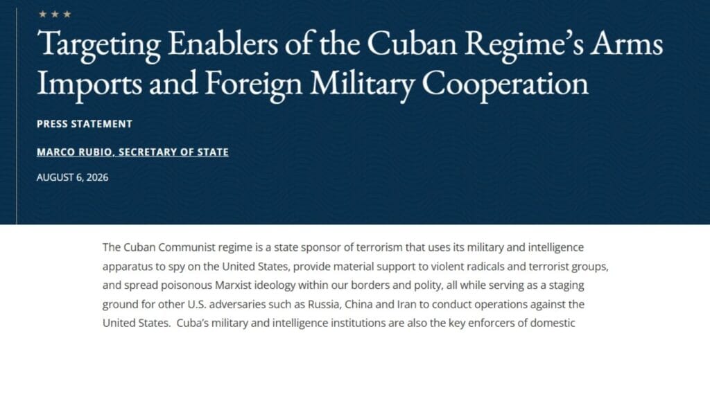 Estados Unidos sanciona red de compras militares del MINFAR Estados Unidos sanciona la red de compras militares del MINFAR
